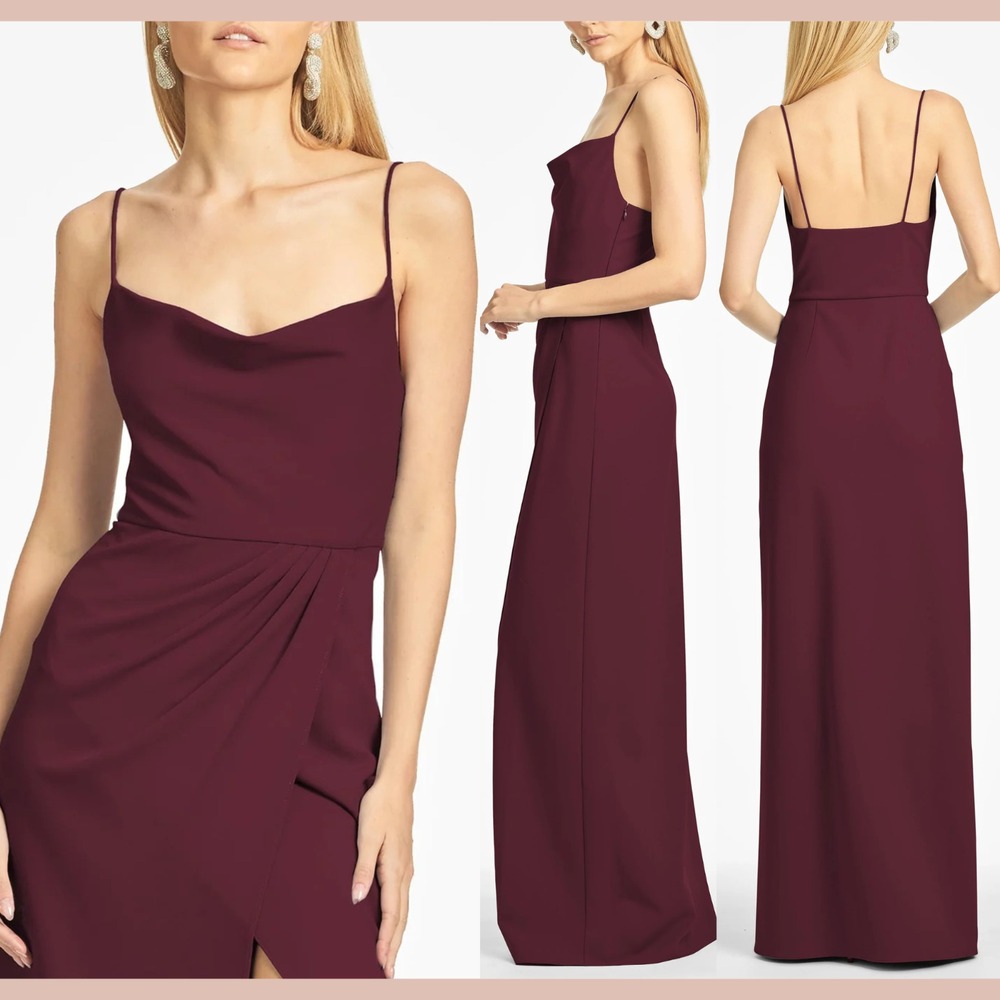 NWT $285 Sachin & Babi [ 8 ] Paulina 4-way Stretch‎ Crepe Gown Deep Wine Red